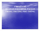 Chuyên đề Quản lý tài chính, tài sản trong trường phổ thông