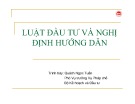 Bài giảng Luật đầu tư và nghị định hướng dẫn