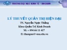 Bài giảng Lý thuyết quản trị hiện đại: Chương 1 - TS. Nguyễn Ngọc Thắng