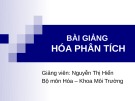 Bài giảng Hóa phân tích: Chương 5 - Nguyễn Thị Hiển