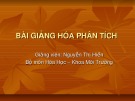 Bài giảng Hóa phân tích: Chương 2 - Nguyễn Thị Hiển