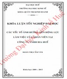 Khóa luận tốt nghiệp Quản trị kinh doanh: Các yếu tố ảnh hưởng đến động lực làm việc của nhân viên tại Công ty TNHH Bia Huế