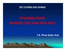 Đề cương bài giảng Phương pháp nghiên cứu Văn hóa học