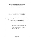 Khóa luận tốt nghiệp Hệ thống thông tin địa lý: Ứng dụng GIS và Ales đánh giá thích nghi cây mía tại tỉnh Long An