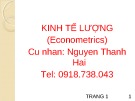 Bài giảng Kinh tế lượng - Nguyễn Thanh Hải