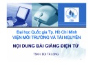 Bài giảng Mô hình, mô hình hóa và mô hình hóa các quá trình môi trường