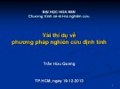 Bài giảng Vài thí dụ về phương pháp nghiên cứu định tính