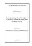 Luận án Tiến sĩ: Thực hiện thẩm quyền, trách nhiệm của bí thư huyện ủy ở đồng bằng sông Hồng giai đoạn hiện nay