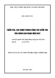 Tóm tắt Luận án Tiến sĩ Khoa học chính trị: Thẩm tra, xác minh trong công tác kiểm tra của Đảng giai đoạn hiện nay