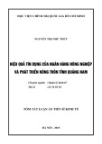 Tóm tắt Luận án Tiến sĩ Kinh tế: Hiệu quả tín dụng của Ngân hàng nông nghiệp và phát triển nông thôn tỉnh Quảng Nam