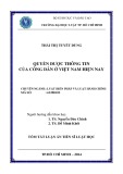 Tóm tắt Luận án Tiến sĩ Luật học: Quyền được thông tin của công dân ở Việt Nam hiện nay