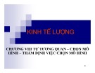 Bài giảng Kinh tế lượng - Chương 8: Tự tương quan – Chọn mô hình – Thẩm định việc chọn mô hình (2015)