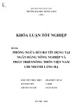 Khóa luận tốt nghiệp: Phòng ngừa rủi ro tín dụng tại Ngân hàng Nông nghiệp và Phát triển Nông thôn Việt Nam chi nhánh Láng Hạ