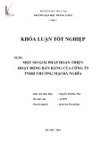 Khóa luận tốt nghiệp: Một số giải pháp nhằm hoàn thiện hoạt động bán hàng của Công ty TNHH TM Hà Nghĩa