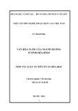 Tóm tắt Luận án Tiến sĩ Văn hóa học: Văn hóa nước của người Mường ở tỉnh Hòa Bình