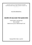 Tóm tắt Luận án Tiến sĩ Ngữ văn: Nghiên cứu địa danh tỉnh Quảng Bình