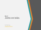 Bài giảng Lập trình hướng đối tượng - Bài 2: Java cơ bản