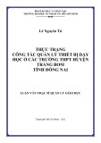 Luận văn Thạc sĩ Quản lý giáo dục: Thực trạng công tác quản lý thiết bị dạy học ở các trường THPT huyện Trảng Bom tỉnh Đồng Nai