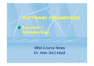 Lecture Software engineering: Lecture 1 - TS. Đào Nam Anh