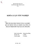 Khóa luận tốt nghiệp chuyên ngành Tài chính: Một số giải pháp nhằm nâng cao hiệu quả sử dụng vốn lưu động tại công ty TNHH Quang Phượng