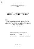 Khóa luận tốt nghiệp chuyên ngành Tài chính: Nâng cao hiệu quả sử dụng tài sản ngắn hạn tại Công ty TNHH Việt Thắng