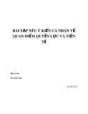 Bài tập Nêu ý kiến cá nhân về quan điểm quyền lực và tiền tệ