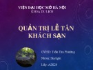 Đề tài: Quản trị lễ tân khách sạn