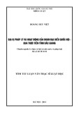 Tóm tắt luận văn Thạc sĩ Luật học: Địa vị pháp lý và hoạt động của đoàn đại biểu Quốc hội qua thực tiễn tỉnh Bắc Giang