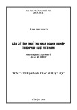 Tóm tắt luận văn Thạc sĩ luật học: Căn cứ tính thuế thu nhập doanh nghiệp theo pháp luật Việt Nam