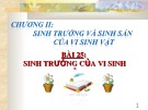 Bài giảng Sinh học lớp 10: Sinh trưởng của vi sinh vật