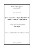 Tóm tắt luận văn Thạc sĩ Quản trị kinh doanh: Quản trị vốn lưu động tại Công ty Cổ phần khoáng sản Đắk Lắk