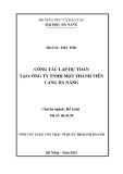 Tóm tắt luận văn Thạc sĩ Quản trị kinh doanh: Công tác lập dự toán tại Công ty TNHH Một thành viên Cảng Đà Nẵng