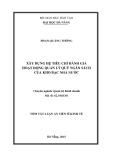 Tóm tắt luận án Thạc sĩ Kinh tế: Xây dựng hệ tiêu chí đánh giá hoạt động quản lý quỹ ngân sách của Kho bạc Nhà nước