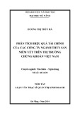 Tóm tắt luận văn Thạc sĩ Quản trị kinh doanh: Phân tích hiệu quả tài chính của các công ty ngành thủy sản niêm yết trên thị trường chứng khoán Việt Nam