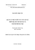 Tóm tắt luận văn Thạc sĩ Quản lý công: Quản lý nhà nước về y tế cấp xã trên địa bàn huyện Ba Vì, Thành phố Hà Nội