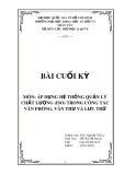 Bài cuối kỳ: Áp dụng hệ thống quản lý chất lượng (ISO) trong công tác văn phòng, văn thư và lưu trữ