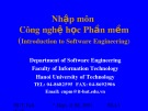 Bài giảng Nhập môn Công nghệ học phần mềm: Phần 1