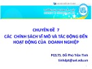 Bài giảng Chuyên đề 7: Các chính sách vĩ mô và tác động đến hoạt động của doanh nghiệp - PGS.TS. Đỗ Phú Trần Tình