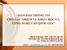 Bài giảng Đảm bảo thông tin cho các nhiệm vụ khoa học và công nghệ cấp quốc gia