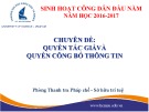 Chuyên đề: Quyền tác giả và quyền công bố thông tin