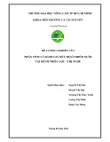 Đề cương nghiên cứu:Phân tích và đánh giá mức độ ô nhiễm nước tại kênh Nhiêu Lộc - Thị Nghè