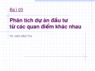 Bài giảng Bài 03: Phân tích dự án đầu tư từ các quan điểm khác nhau - TS. Cao Hào Thi