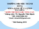 Bài giảng Quản trị nhân lực nâng cao: Chương 1 - TS. Nguyễn Tiến Mạnh