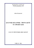 Luận án Tiến sĩ Khoa học Lịch sử: Quan hệ Singapore - Trung Quốc từ 1990 đến 2010