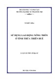 Luận án Tiến sĩ Địa lí: Sử dụng lao động nông thôn ở tỉnh Thừa Thiên Huế