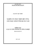 Tóm tắt luận án tiến sĩ Kinh tế nông nghiệp: Nghiên cứu phát triển bền vững sâm Ngọc Linh ở tỉnh Quảng Nam