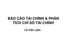 Bài giảng Phân tích và đầu tư chứng khoán: Báo cáo tài chính và phân tích chỉ số tài chính - Lê Văn Lâm