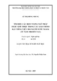 Tóm tắt Luận văn Thạc sĩ Ngôn ngữ học: Tìm hiểu các hiện tượng ngữ pháp được giới thiệu trong các giáo trình dạy tiếng Việt cho người nước ngoài (Từ năm 1980 đến nay)