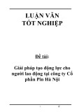 Luận văn: Giải pháp tạo động lực cho người lao động tại Công ty Cổ phần Pin Hà Nội