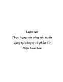 Luận văn: Thực trạng của công tác tuyển dụng tại Công ty CP Cơ Điện Lam Sơn - Vũ Kiên Trung